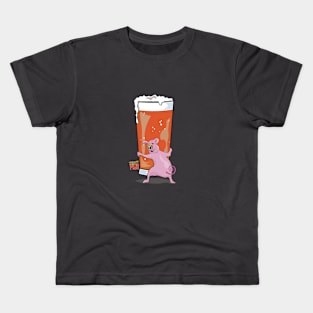 Beer Drinking Pig Kids T-Shirt